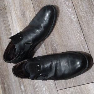 Bacco Bucci mens black leather moto loafers. Size 11. Made in Italy